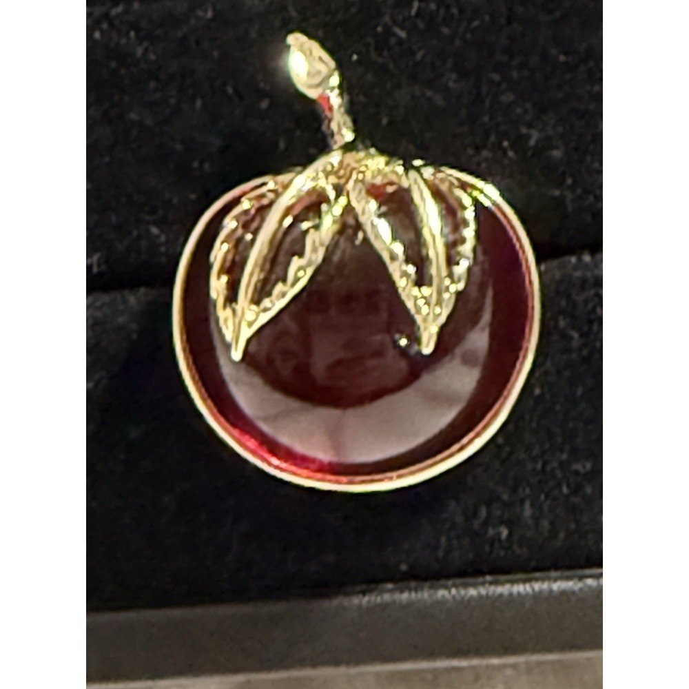 Vintage SARAH COVENTRY Lucite JELLY BELLY Cherry Red Gold APPLE Brooch Pin